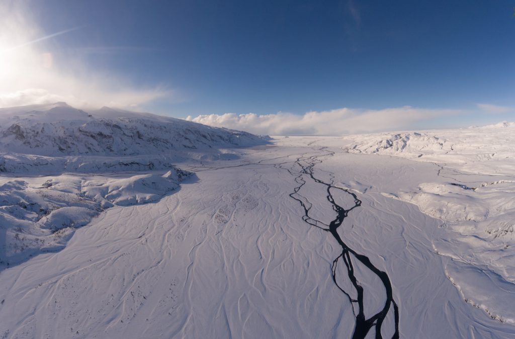 Ausblick über þórsmörk in Island im Winter